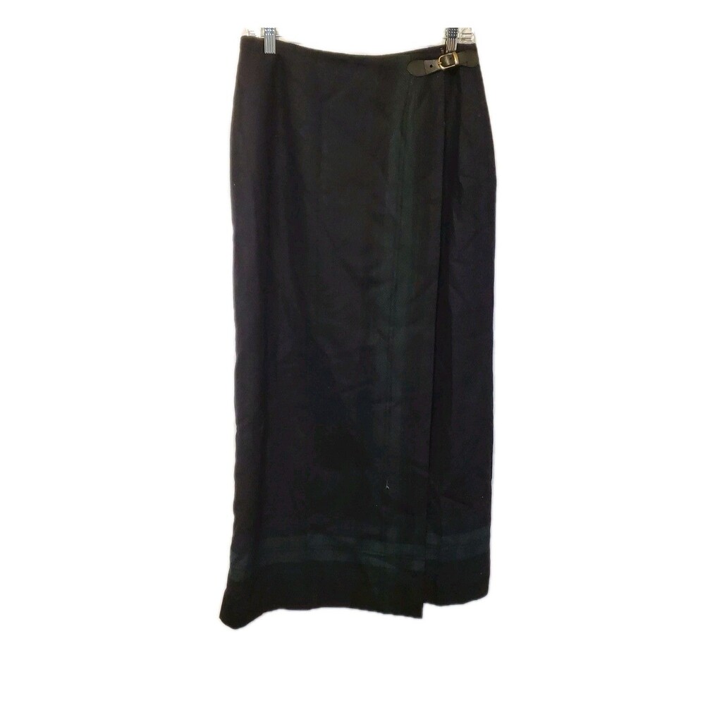 Talbots Italian Fabric Navy Wool Midi Wrap Skirt 12 Fisherman Dark Academia